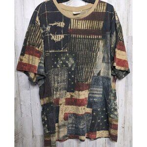 Jeanius Akademiks Y2K Shirt 2X USA Flag Streetwear Hip Hop